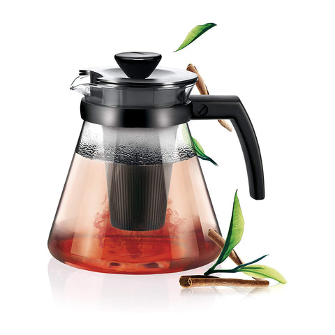 Theepot van sterk borosilicaatglas 1,7 L – 2 filters voor thee en infusies