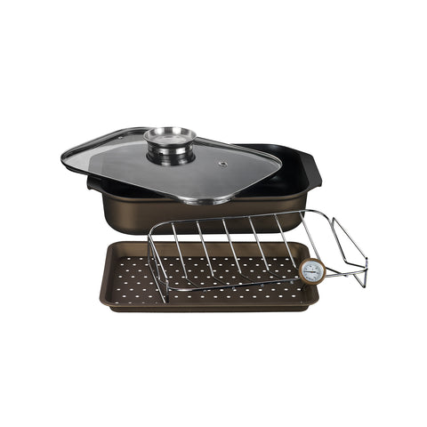 Ovenbraadslede 34x25 cm met antiaanbaklaag, Diamantea, van gesmeed aluminium