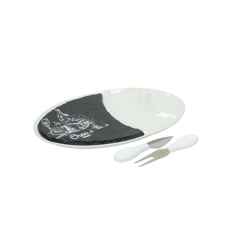 Set de 4 pièces avec assiette et couteaux à fromage