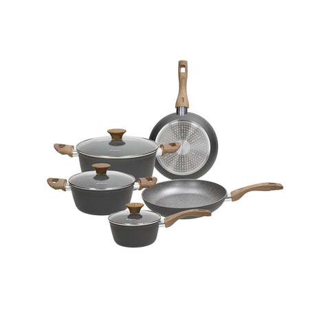Set van 8-delige batterij Great Stone van hout en steen