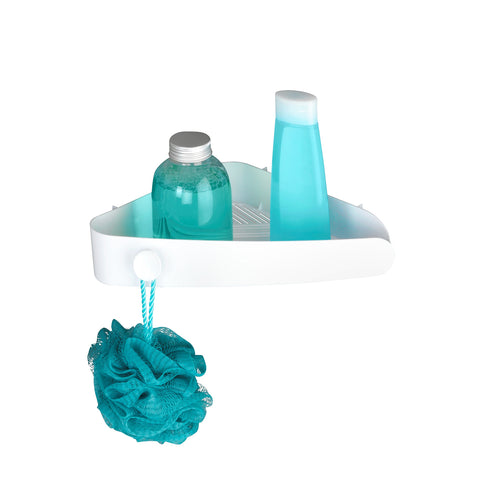 Étagère d’angle de douche Bob blanche, fixation sans perçage