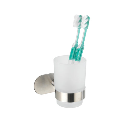 Set haakje en tandenborstelhouder van staal en glas