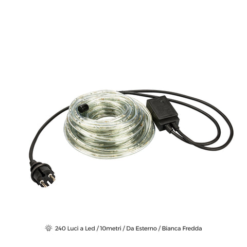 Witte led-lichtslang voor buiten, 240 leds, 10 m