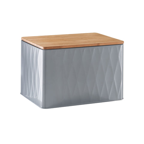 Opbergbak met diamanteffect en bamboe 28x20x19 cm