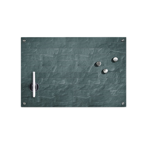 Tableau mémo en verre 60×40 cm – magnétique, design anthracite