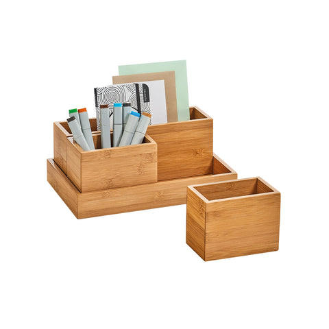 Organizer met bamboe dienblad 28x18x11 cm