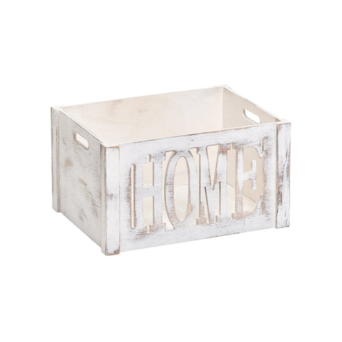 Witte houten organizerdoos 40x30x22 cm