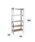 Scaffale Portaoggetti 5 Ripiani in Acciaio e MDF Portata Totale 875 kg con Montaggio a Incastro Ean-8023755054588